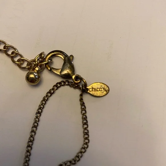 Chicos Gold Fringe Necklace with Matching Hoop Earrings - Picture 3 of 7